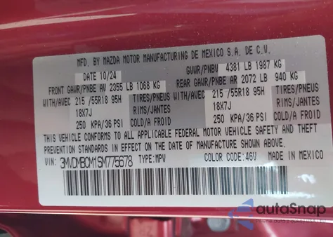 2025 Mazda Cx-30 2.5 S Preferred Package z USA, uszkodzony, nr VIN 3MVDMBCM1SM775678